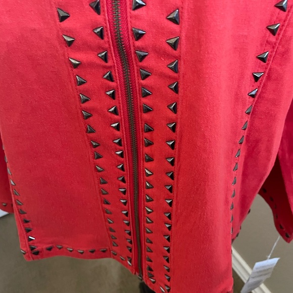 Diane Gilman Beautiful Orange Denim Jacket Stud Design Size 1X NWT - Picture 12 of 13